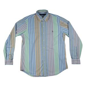 Ralph Lauren Mens Medium Pastel Stripe Oxford Button Down Long Sleeve Shirt